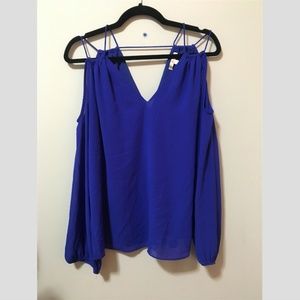 Open Shoulder Blue Top